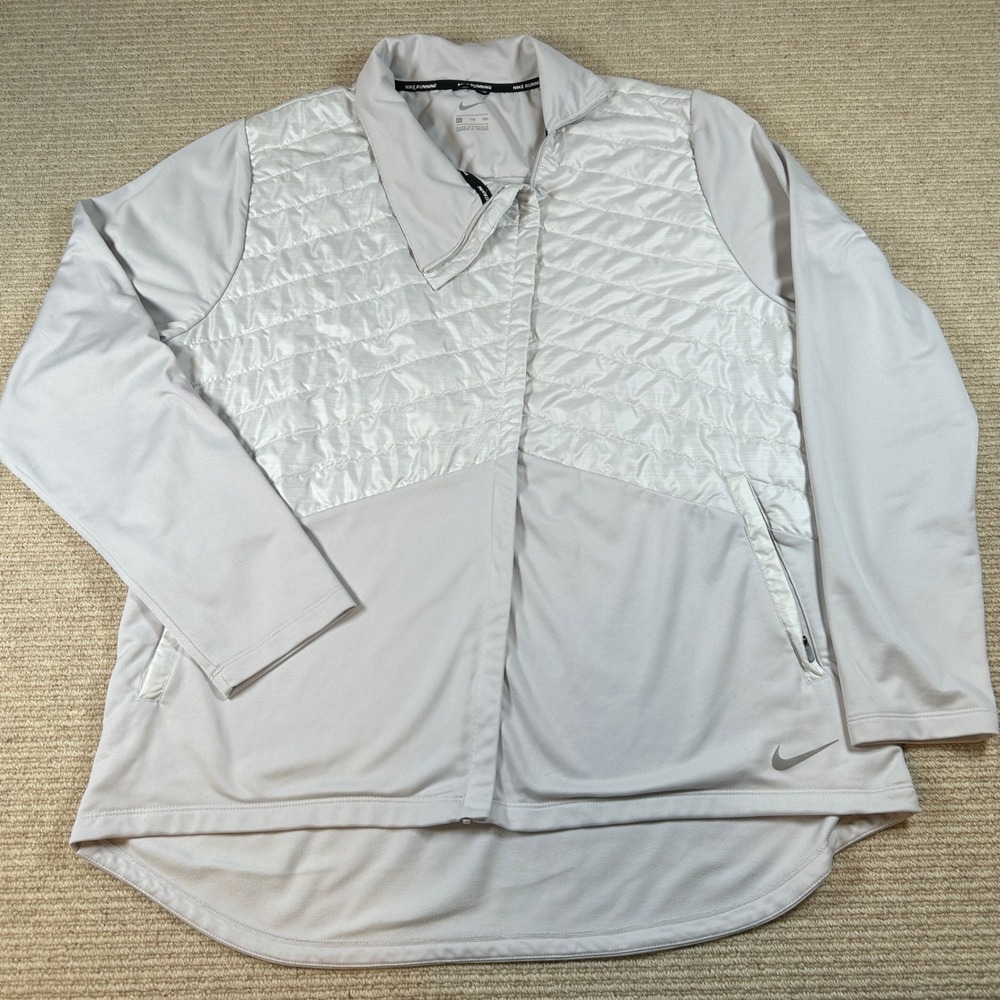 Nike‎ Essential Puffer-Panel Running Jacket Women's XXL White Quilted Full Zip